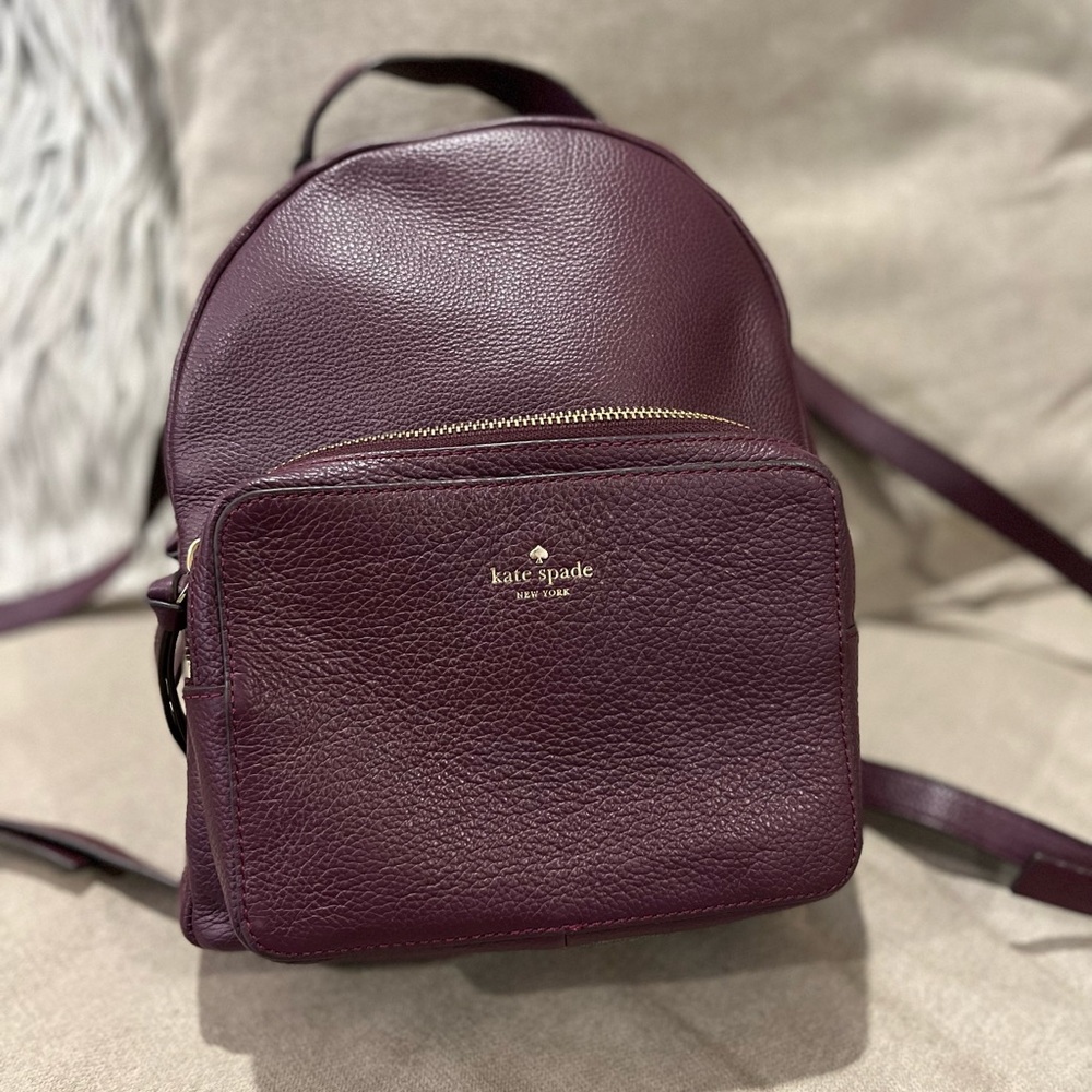 Kate Spade Medium Backpack-plum pebbled leather